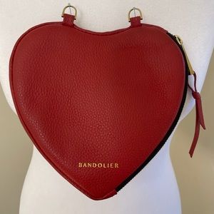 Bandolier Red Pebble Leather Heart Zip Pouch
